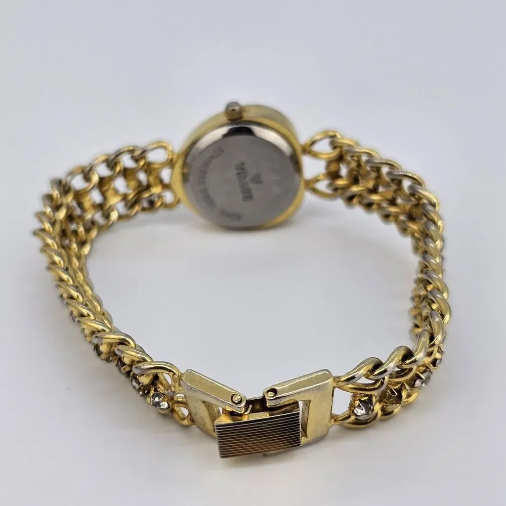Visage Women's Watch Hearts 21MM White Dial Gold Bracelet Band 6.5